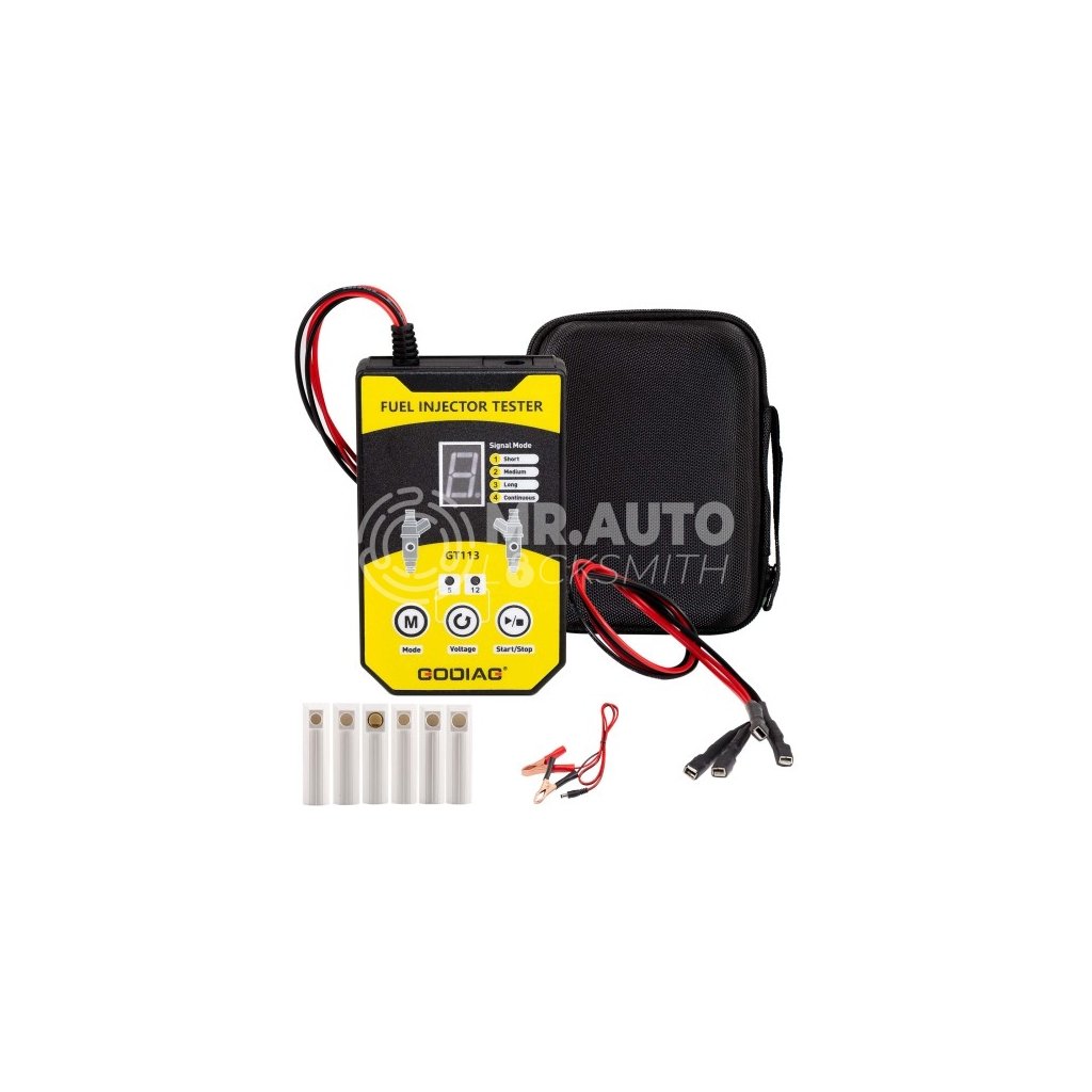 GODIAG GT113 Universal Fuel Injector Tester Fuel Injector Cleaner Kit with 6 Sizes of Adapters 8 Pulse Modes for Cars, Motorcycle